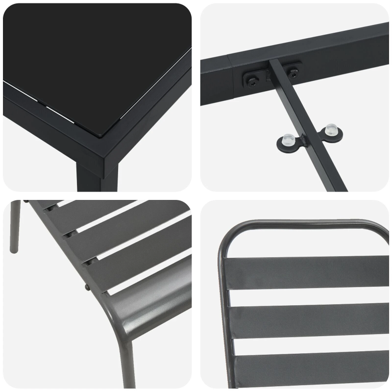 vidaXL Dārza ēdamgalds 7 pcs Antracīts