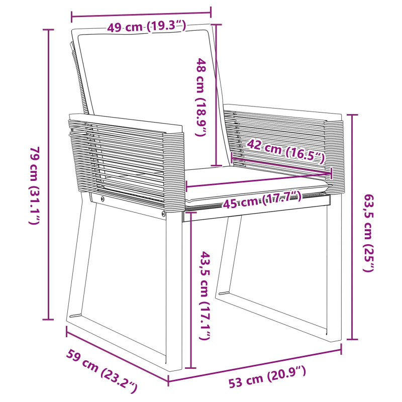 vidaXL Dārza ēdamgalds 5 pcs Melna Tērauds ar pulverkrāsas pārklājumu