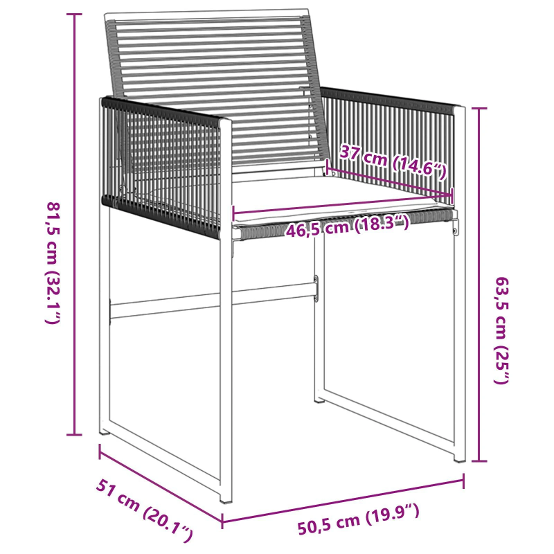 vidaXL Dārza ēdamgalds 5 pcs Melna Tērauds ar pulverkrāsas pārklājumu