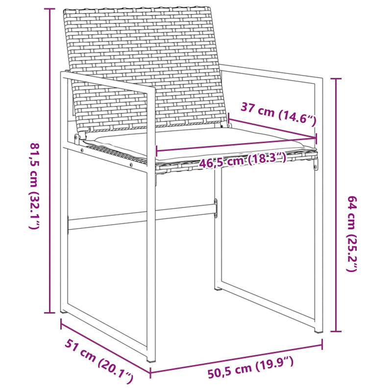 vidaXL Dārza ēdamgalds 5 pcs Melna Tērauds ar pulverkrāsas pārklājumu