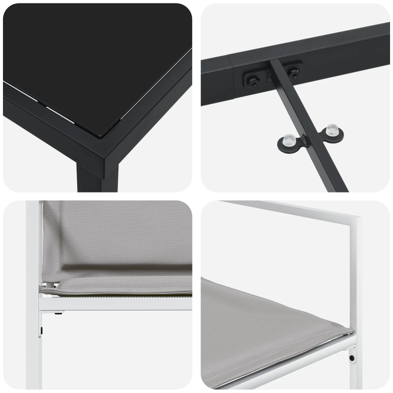 vidaXL Dārza ēdamgalds 5 pcs Balts Textilene un tērauds