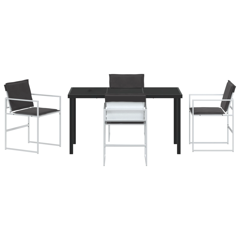 vidaXL Dārza ēdamgalds 5 pcs Balts Tērauds ar pulverkrāsas pārklājumu