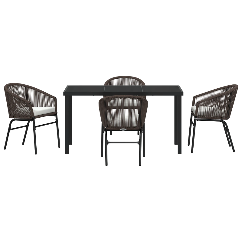 vidaXL Dārza ēdamgalds 5 pcs Brūna Tērauds ar pulverkrāsas pārklājumu