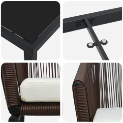 vidaXL Dārza ēdamgalds 5 pcs Brūna Tērauds ar pulverkrāsas pārklājumu