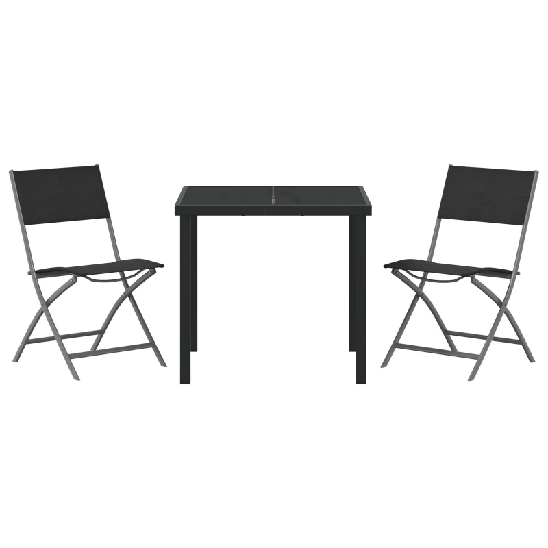 vidaXL Dārza ēdamgalds 5 pcs Melna Tērauds ar pulverkrāsas pārklājumu