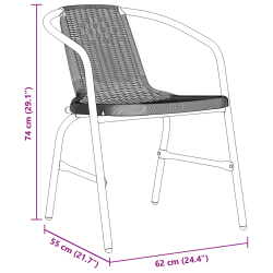 vidaXL Dārza ēdamgalds 5 pcs Melna Tērauds ar pulverkrāsas pārklājumu