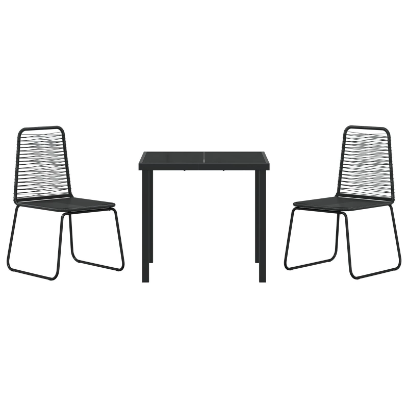 vidaXL Dārza ēdamgalds 3 pcs Melna Tērauds ar pulverkrāsas pārklājumu