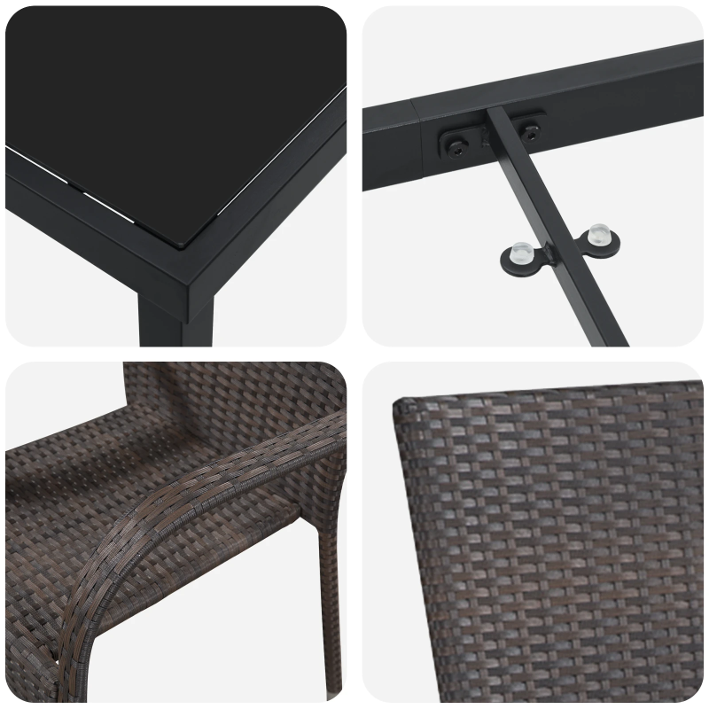 vidaXL Dārza ēdamgalds 5 pcs Brūna Tērauds ar pulverkrāsas pārklājumu