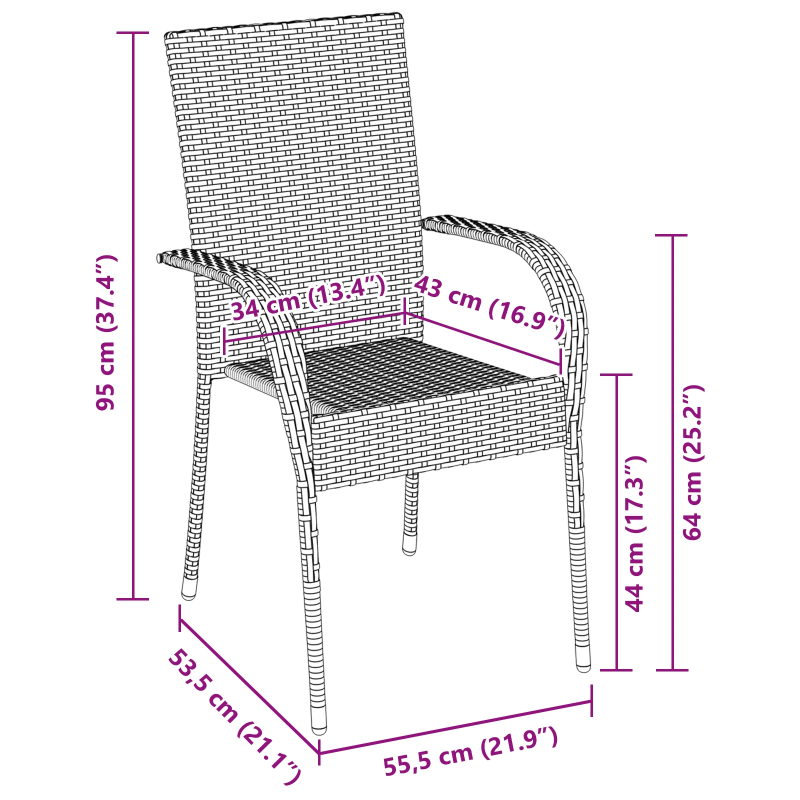 vidaXL Dārza ēdamgalds 7 pcs Brūna Tērauds ar pulverkrāsas pārklājumu