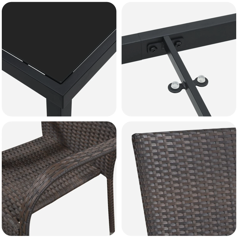 vidaXL Dārza ēdamgalds 3 pcs Melna Tērauds ar pulverkrāsas pārklājumu