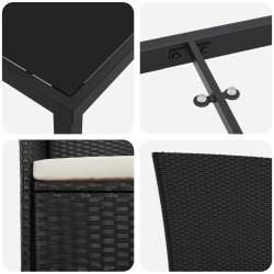 vidaXL Dārza ēdamgalds 5 pcs Melna Tērauds ar pulverkrāsas pārklājumu