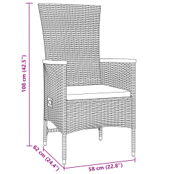 vidaXL Dārza ēdamgalds ar spilvenu 5 pcs Pelēka Poliūtu rotangpalma