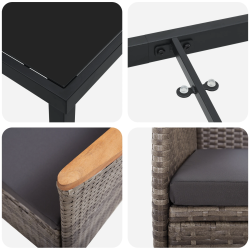 vidaXL Dārza ēdamgalds 7 pcs Pelēka Tērauds ar pulverkrāsas pārklājumu