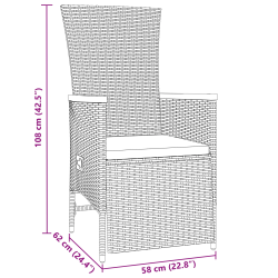 vidaXL Dārza ēdamgalds ar spilvenu 3 pcs Pelēka Poliūtu rotangpalma
