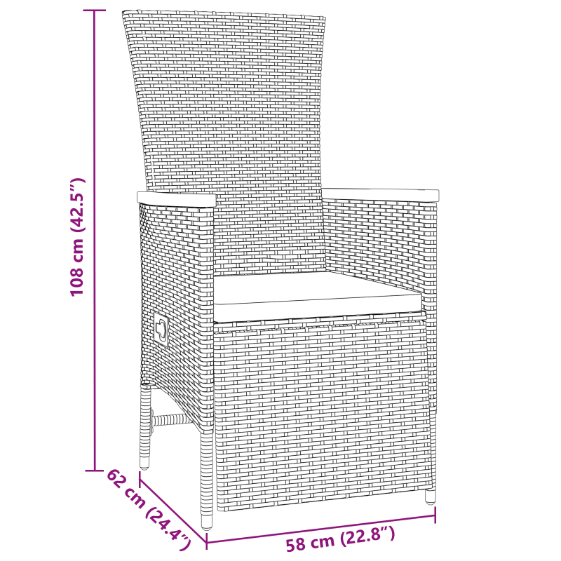 vidaXL Dārza ēdamgalds ar spilvenu 3 pcs Pelēka Poliūtu rotangpalma