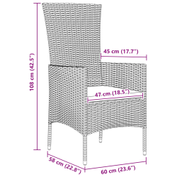 vidaXL Dārza ēdamgalds ar spilvenu 5 pcs Bēša poliratāns