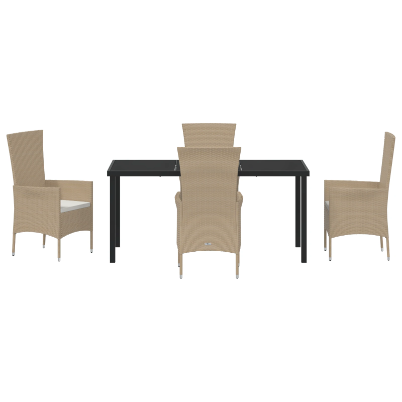 vidaXL Dārza ēdamgalds ar spilvenu 5 pcs Bēša poliratāns