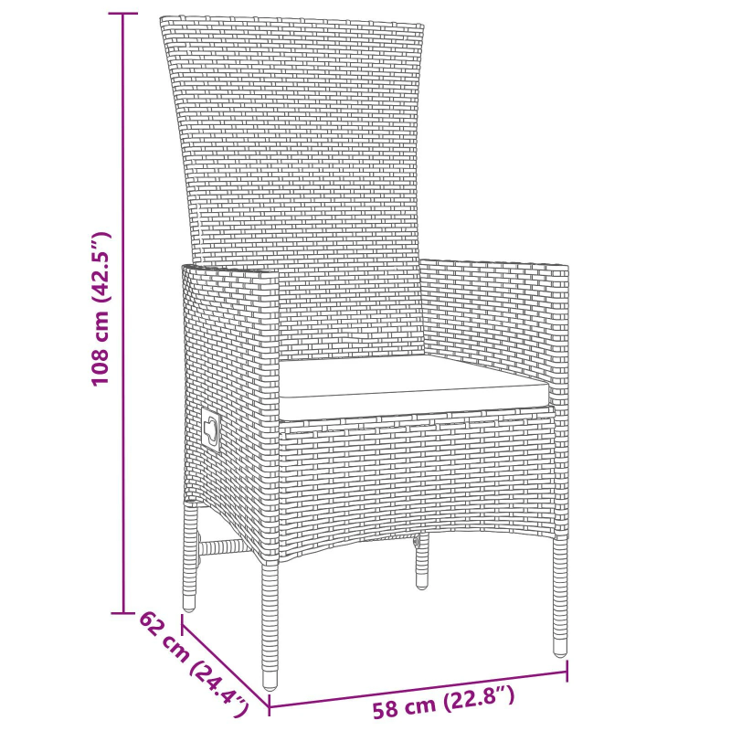 vidaXL Dārza ēdamgalds ar spilvenu 3 pcs Bēša poliratāns
