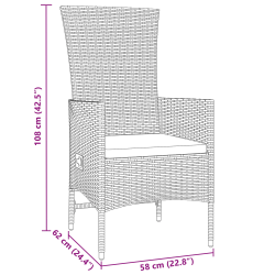 vidaXL Dārza ēdamgalds ar spilvenu 5 pcs Bēša poliratāns