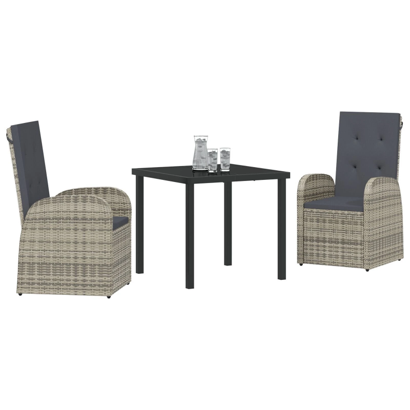 vidaXL Dārza ēdamgalds ar spilvenu 5 pcs Pelēka poliratāns