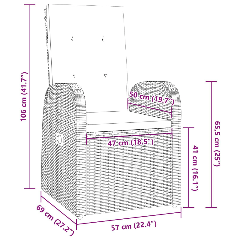 vidaXL Dārza ēdamgalds ar spilvenu 5 pcs Pelēka poliratāns
