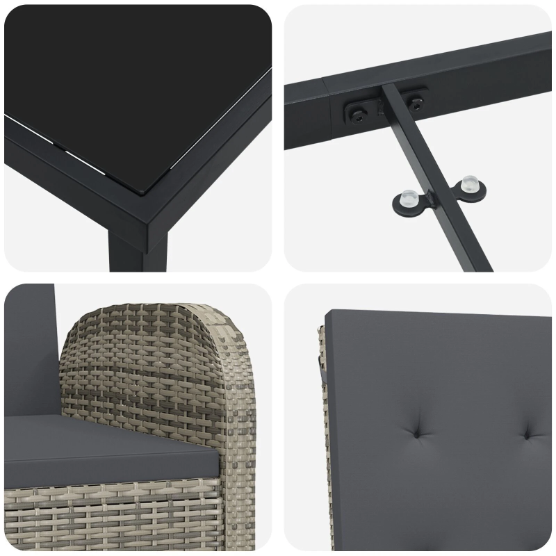 vidaXL Dārza ēdamgalds ar spilvenu 5 pcs Pelēka poliratāns