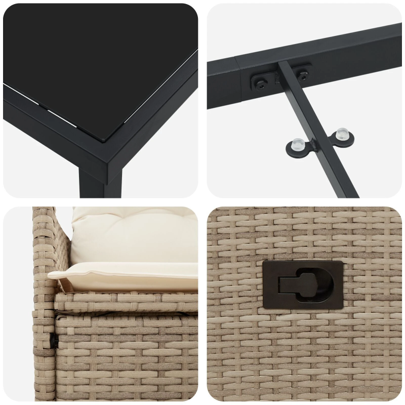 vidaXL Dārza ēdamgalds ar spilvenu 5 pcs Bēša poliratāns