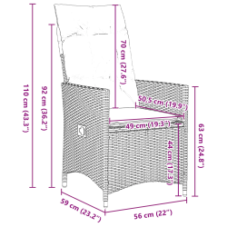 vidaXL Dārza ēdamgalds ar spilvenu 7 pcs Bēša poliratāns