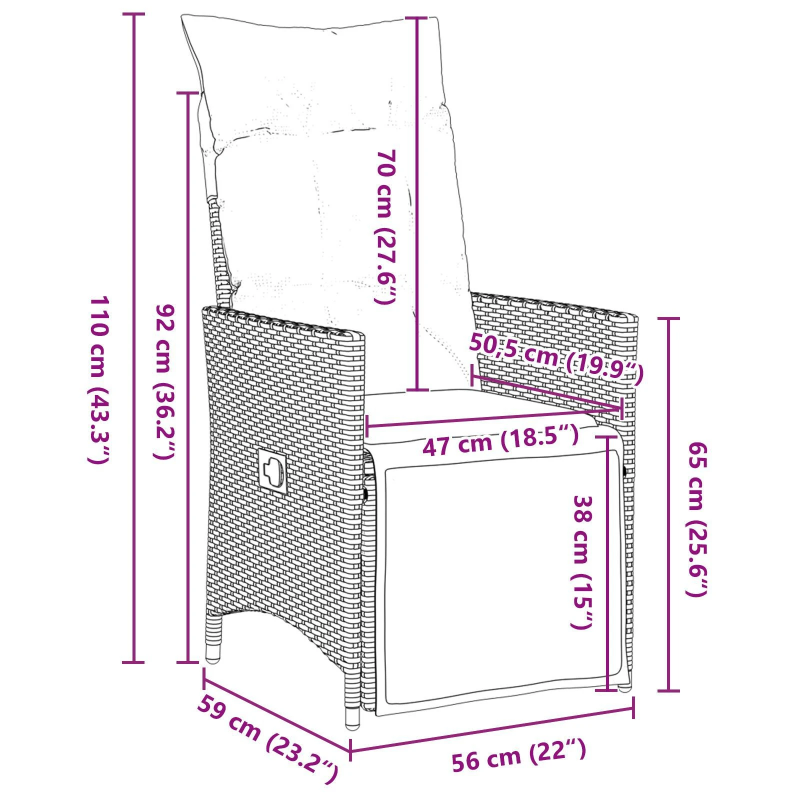 vidaXL Dārza ēdamgalds ar spilvenu 5 pcs Melna Poliūtu rotangpalma