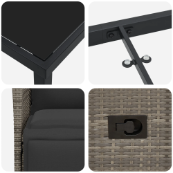 vidaXL Dārza ēdamgalds ar spilvenu 5 pcs Pelēka poliratāns