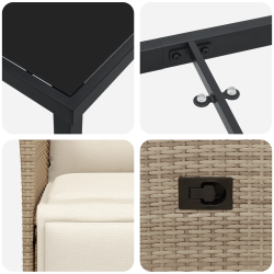 vidaXL Dārza ēdamgalds ar spilvenu 5 pcs Bēša poliratāns