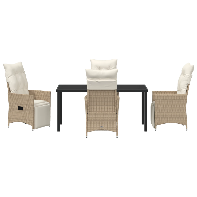 vidaXL Dārza ēdamgalds ar spilvenu 5 pcs Bēša Poliūtu rotangpalma