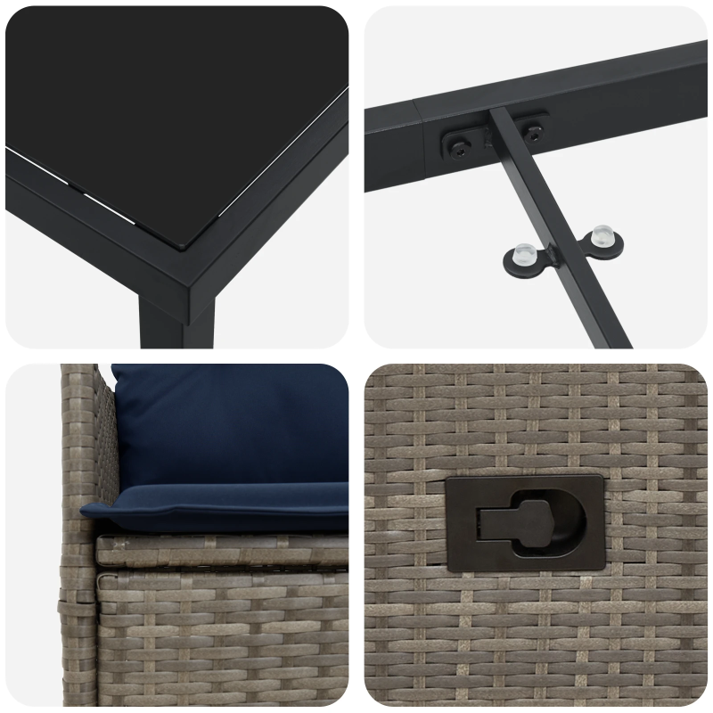 vidaXL Galda un krēslu komplekts ar spilvenu 3 pcs Pelēka PE ratan