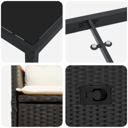 vidaXL Dārza ēdamgalds ar spilvenu 5 pcs Melna poliratāns