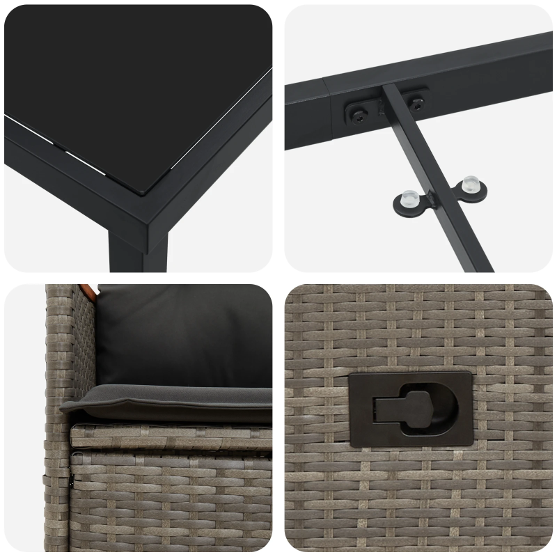 vidaXL Dārza ēdamgalds ar spilvenu 5 pcs Pelēka poliratāns