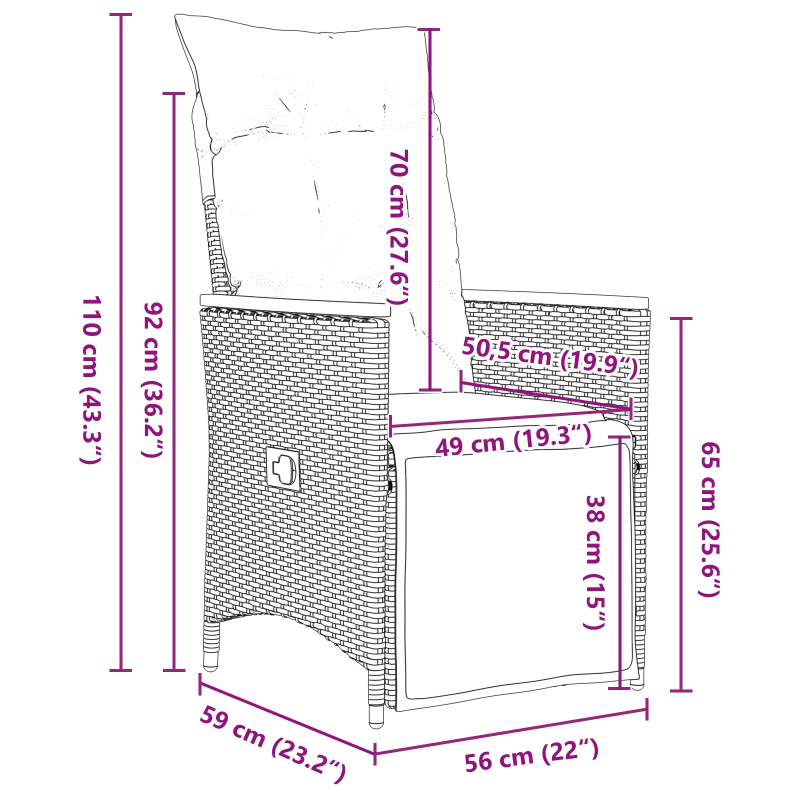 vidaXL Dārza ēdamgalds ar spilvenu 5 pcs Pelēka poliratāns