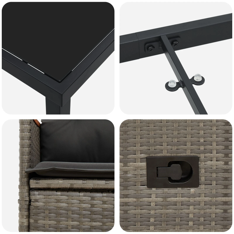 vidaXL Dārza ēdamgalds ar spilvenu 5 pcs Pelēka poliratāns