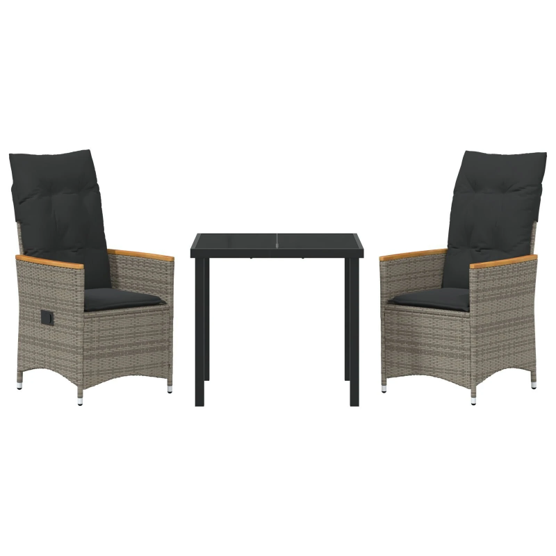 vidaXL Dārza ēdamgalds ar spilvenu 7 pcs Pelēka poliratāns