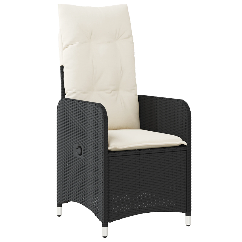 vidaXL Dārza ēdamgalds ar spilvenu 7 pcs Melna Poliūtu rotangpalma