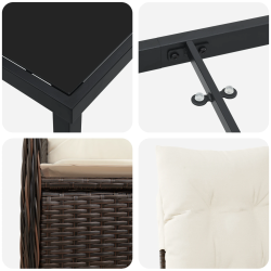 vidaXL Dārza ēdamgalds ar spilvenu 5 pcs Brūna Poliūtu rotangpalma