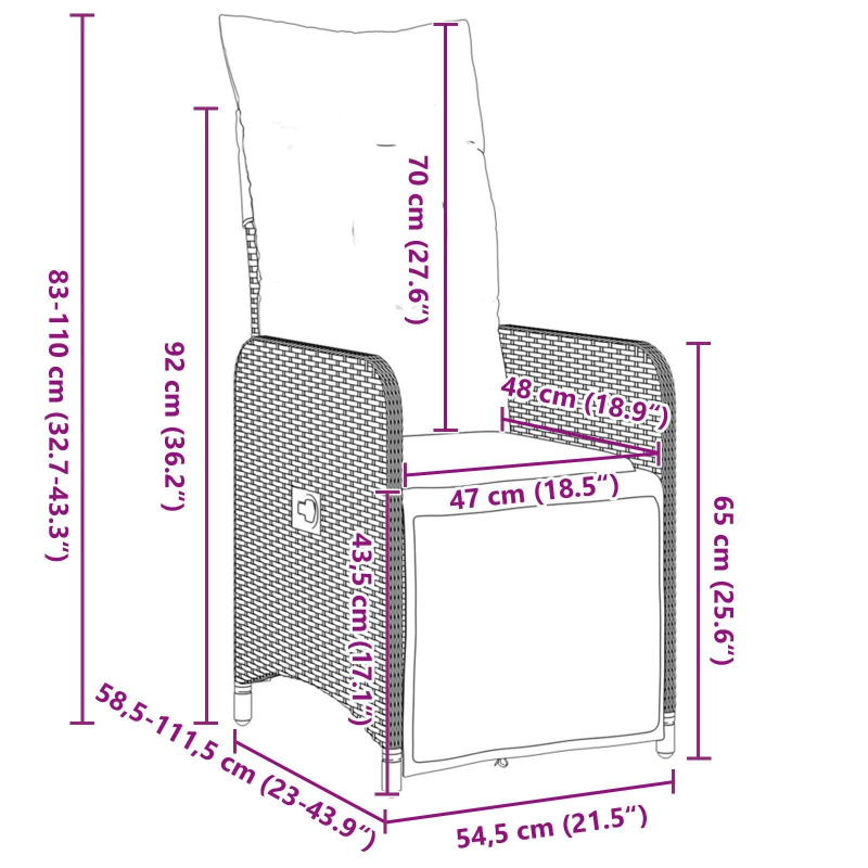vidaXL Dārza ēdamgalds ar spilvenu 3 pcs Melna Poliūtu rotangpalma