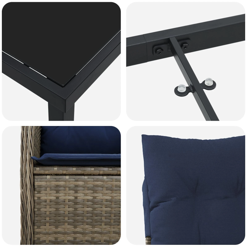 vidaXL Dārza ēdamgalds ar spilvenu 5 pcs Melna Poliūtu rotangpalma