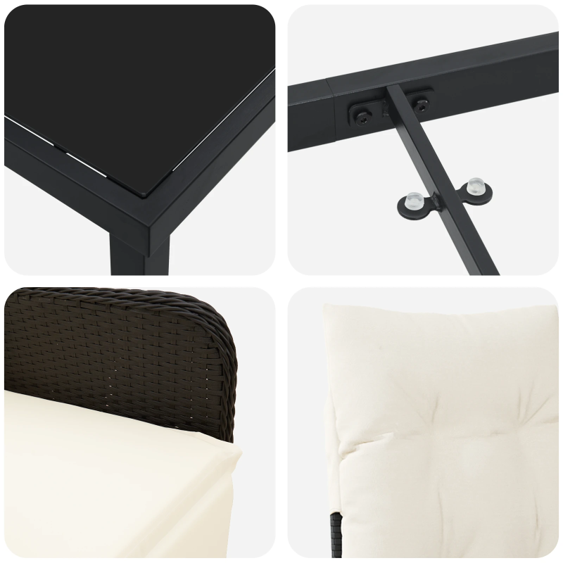 vidaXL Dārza ēdamgalds ar spilvenu 5 pcs Melna Poliūtu rotangpalma