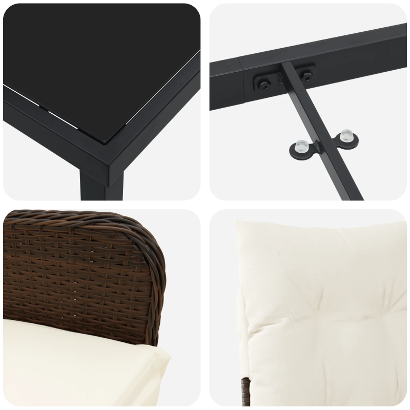 vidaXL Dārza ēdamgalds ar spilvenu 5 pcs Brūna Poliūtu rotangpalma