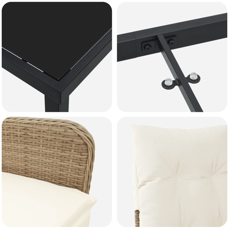 vidaXL Dārza ēdamgalds ar spilvenu 5 pcs Bēša Poliūtu rotangpalma