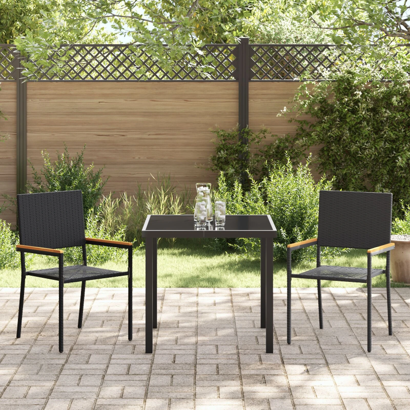 vidaXL Dārza ēdamgalds ar spilvenu 3 pcs Pelēka poliratāns