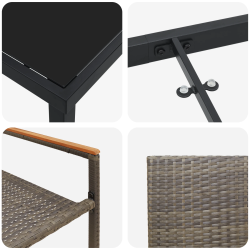 vidaXL Dārza ēdamgalds ar spilvenu 5 pcs Pelēka poliratāns