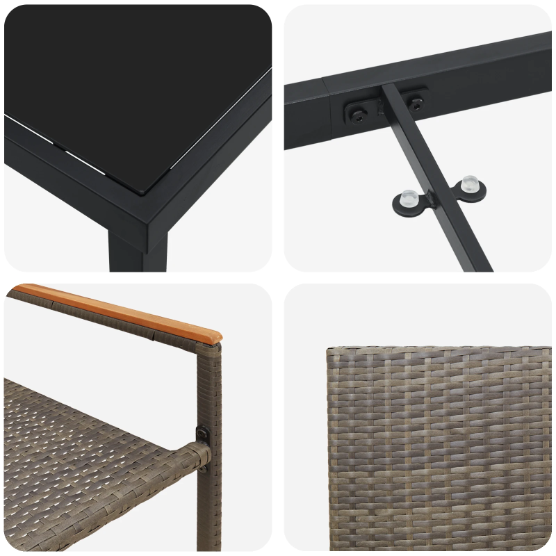 vidaXL Dārza ēdamgalds ar spilvenu 5 pcs Pelēka poliratāns