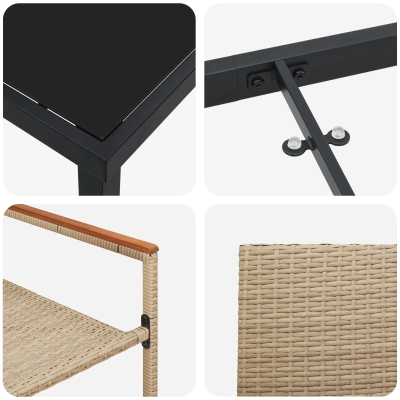 vidaXL Dārza ēdamgalds ar spilvenu 5 pcs Bēša poliratāns