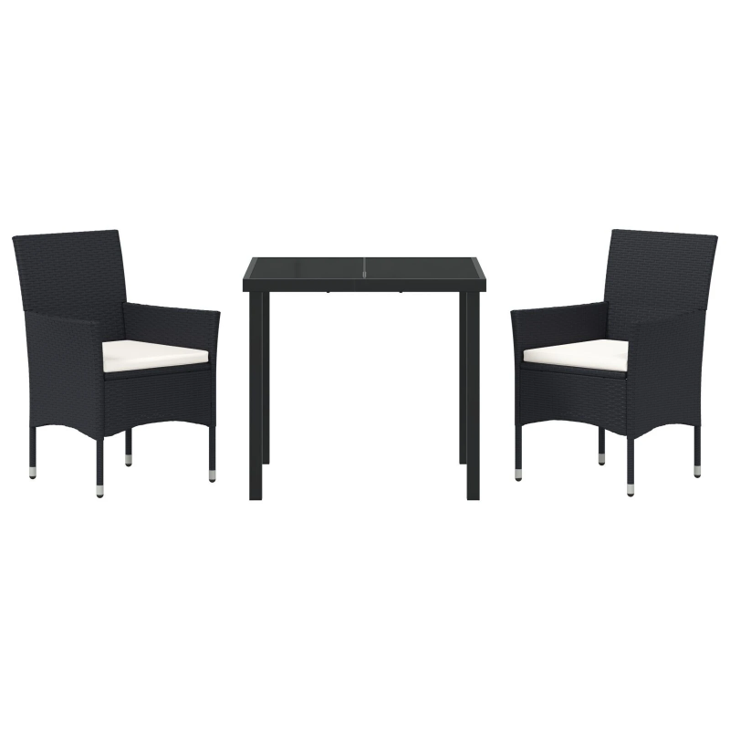 vidaXL Dārza ēdamgalds ar spilvenu 3 pcs Pelēka poliratāns